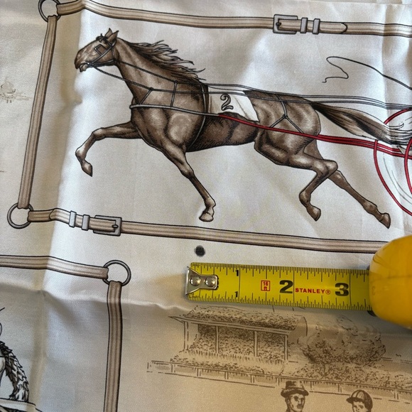 Celine Silk Scarf Horse Racing Blue Steed Riders Races Vintage Large Picture - Picture 12 of 12